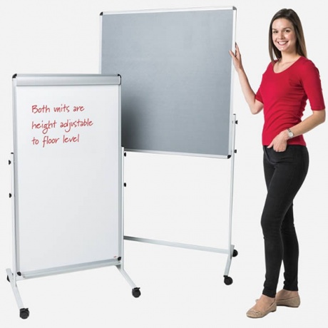 Double Sided Mobile Whiteboard/Felt Noticeboard